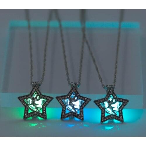 ERLUER Fashion Design Luminous Star Charm Necklace Shaped Pendant Light in the Night Necklaces For Women Girls Jewelry Hallowmas