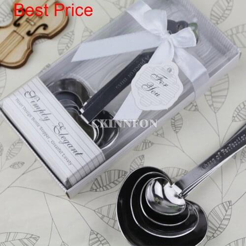 500Set 2000Pcs/Lot Love Beyond Measure Heart Shaped Measuring Spoons+wedding Favors Gifts