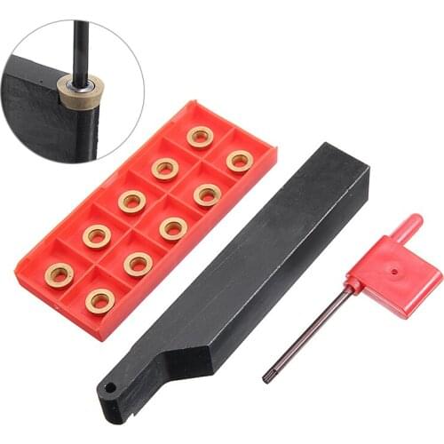 Turning Tool Set SRAPR2020K10 Holder Boring Bar Face Milling External Lathe Blade Holder + 10pcs RPMT10T3MO Inserts + Wrench