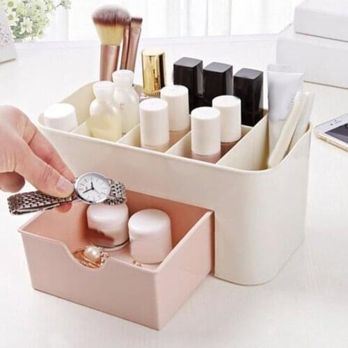 Desktop Cosmetic Box With Small Drawer Plastic Desktop Cosmetic Case Bathroom Storage Box Home Multi-function Jewelry Makeup Box