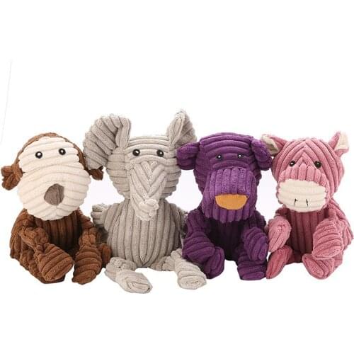 2020 New Elephant Monkey Cute Pet Dog Cat Plush Squeak Dog Toy Fun Wool Durability Chew Molar Toy Suitable For All Pets