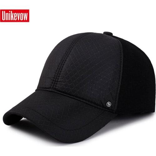 UNIKEVOW New arrivel M logo Sport winter baseball caps with ears Casual winter hat warm caps for men golf hat
