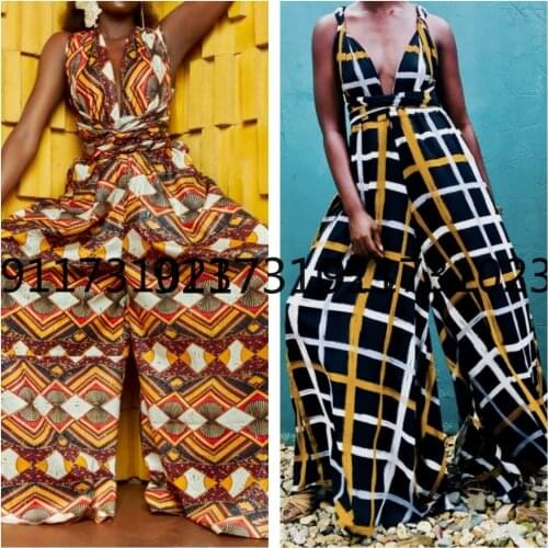 New Digital Printing Womens DIY Multi-Wear African Style Fashion Jumpsuit Loose Trousers Kanga Ladys Clothing Dashiki Ankara