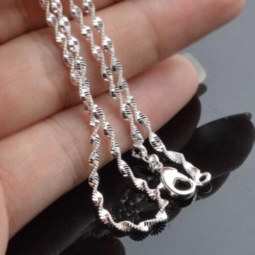 Necklace 16-24" For Party Silver Plated Women Rope Chain 2mm Nice Gift