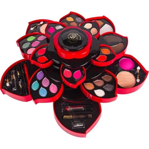 2018 New Flower Eye Shadow Plate Big Size Plum Blossom Rotating Eye Shadow Box Cosmetic Case Makeup Palette Makeup Tools