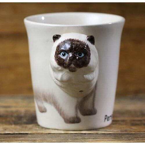 Personalized animal ceramic cup Persian cat coffee mug 3D cartoon cup creative hand-painted mugs