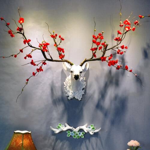 [HHT] Nordic 3D Deer Head Lucky Wall Hanging Pendant Sika Deer Animal Home Wall Decoration Living Room Creative Background
