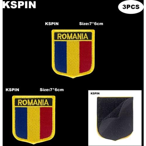 National Flag Patch Hook Loop Romania Badges Armband 3D Stick on Jacket Backpack Stickers