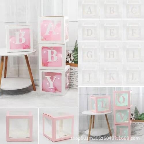 Baby Shower Letters Transparent Box Baby Shower Decoration 30 Cm Christening Birthday Party Decor Balloon Box Baby Shower Gift
