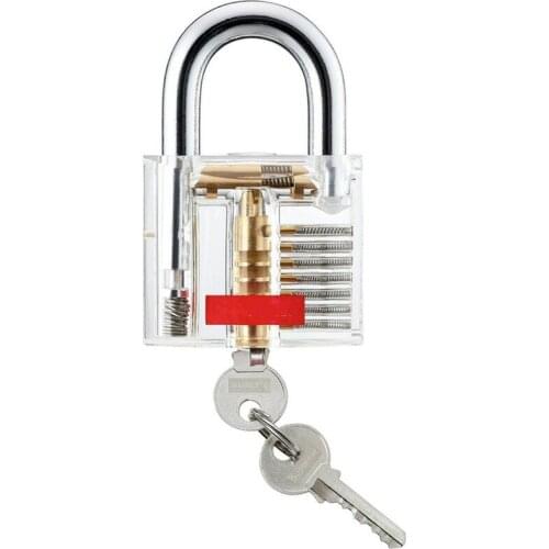 Home safety transparent lock, classic mechanical metal keychain pendant