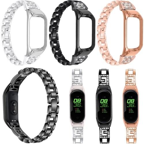 For Xiaomi Mi Band 4 / 3 Luxucy Watchbands Rhinestone Stainless Steel Strap Wristband Bracelet Fashion Lady Replacement Strap