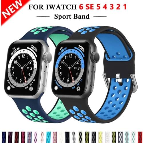 Silicone Strap For Apple Watch band 44mm 40mm 38mm 42mm soft Breathable watchband bracelet correa iWatch series 3 4 5 6 se band