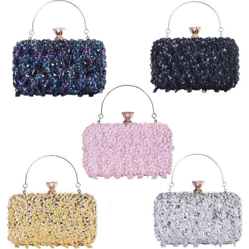 Handmade Double- Faced Beading Sequined Evening Bag Women Chains Messenger Bag PHone Purse Wedding Bride Handbag Clutches 2020