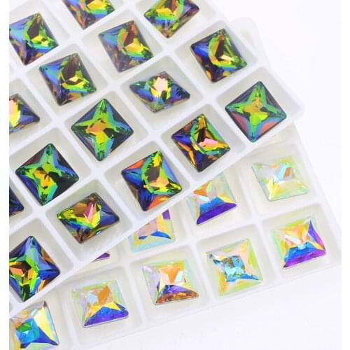 Mix Color Nail Art Rhinestones Square Crystal Strass Glitter 3D Pointback Gem Stone For Manicure Decoration Needlework Clothes