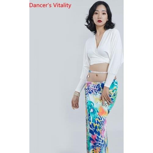 Belly Dance Top Or Skirt V-Neck Shirt Split Printing Long Skirt Practice Clothes Female Adult Elegant Performance Clothing