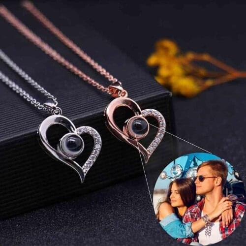 Custom Personalized LOVE Projection Photo Necklace For Women Gold Stainless Steel Fashion Jewelry Couple Friend Special Gifts