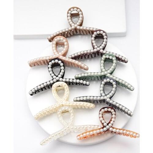 Retro Pearl Hairpin Womens Hairpin Headdress Hair Accessories New Cross Crab Clip Bathing Clip Girl Fashion Hairpin Hair Access