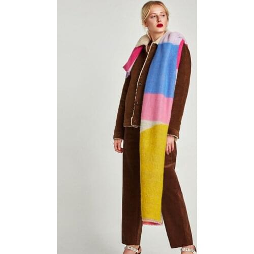 2017 Autumn and Winter Foulard Femme European American Long Scarves Coloured Blocks Cashmere Like Shawl Scarves Cashmere Scarf