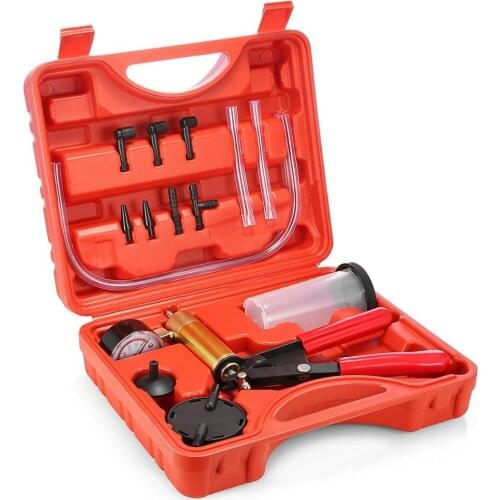 2in1 Hand Held Brake Bleeder Tester Set Brake Venting Device Portable Anual Vacuum Pump Car Repair Tool Suitable for All Vehicle