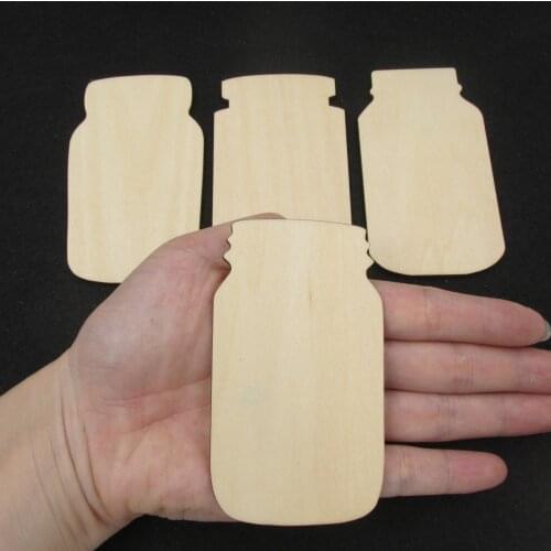 3.5inch Heights Wooden Jar Unfinished Blank Mason Jar Wood Cutouts For DIY Crafts Party Painting Embellish or Stain