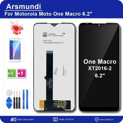 6.2" For Motorola Moto One Macro LCD Display Touch Glass Sensor Screen Digitizer Assembly for xt2016-2 lcd With tools