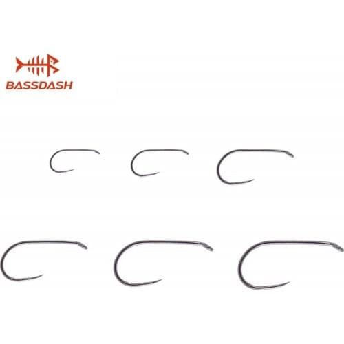 Bassdash Fly Fishing Hooks - 180 pcs Barbless Dry Fly Hooks, High Carbon Steel Hooks Assortment with A Free Fly Box