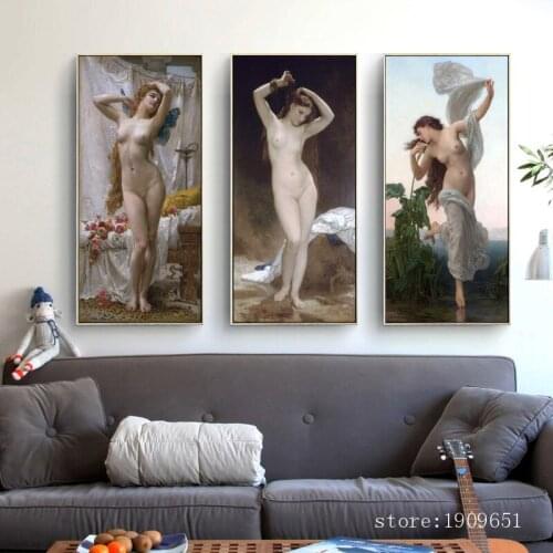 No frame classical religious figures nude women canvas printings oil painting printed on cotton wall art decoration picture