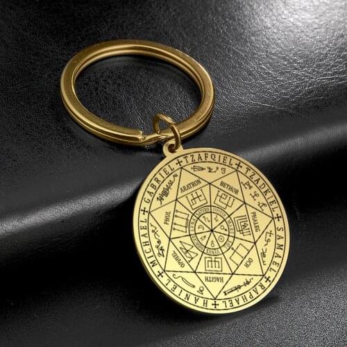 Dawapara The Seal of The Seven Archangels By Asterion Seal Solomon Kabbalah Amulet Pendants Keyring Stainless Steel Keychain
