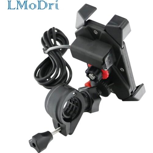 LMoDri Bracket Motorcycle Handlebar Mount Holder Telescopic Phone Holder With USB Charger Charging For Cellphone
