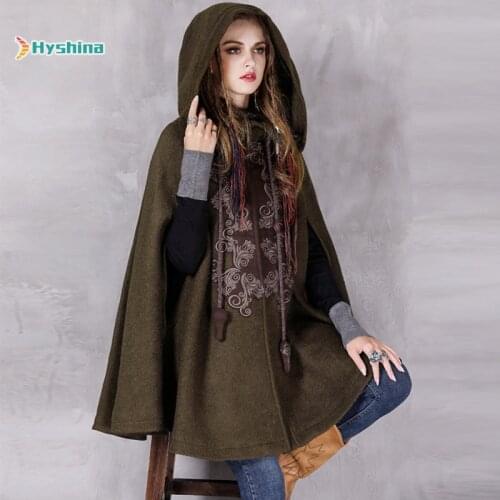 Womens Winter New Woolen Cloak Loose Coat National Style Embroidered Heavy Woolen Coat
