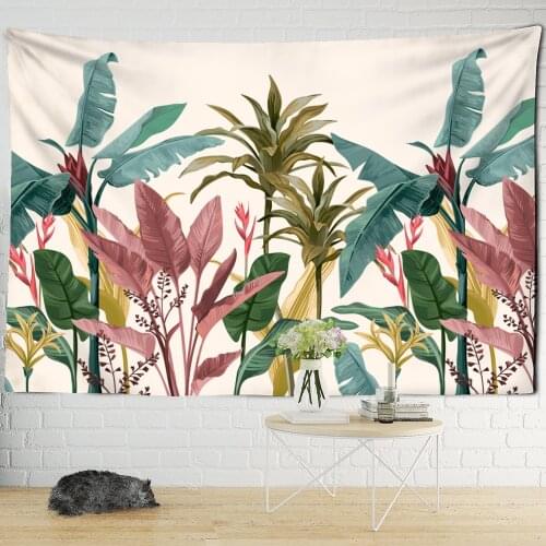 Palm Tree Leaf Tapestry Wall Hanging Natural Tropical Plants Bohemian Hippie Aesthetics Room Home Decor