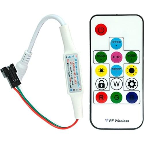 Led Strip Controller Mini Rf DC USB Connector 3key 14ky 17key Controller for Ws2811 Ws2812b Addressable Led Strip Light
