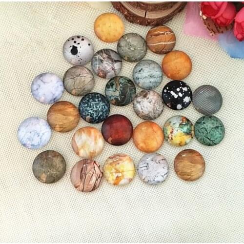 Crafts Round glass mosaic Cabochon Beads with Printed Mosaic for Jewelry Making, Crafting