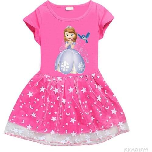 Disney Sofia Summer Girls T shirt Dress Fashion Cartoon Clothes Kids Princess Dresses Children Party Outfits