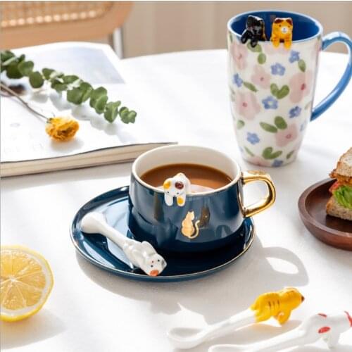 Cartoon Cute Cat Animal Spoon Kitchen Tool Novelty Gift Ceramic Hanging for Coffee Tea Dessert Spoons Unique Ice Cream Flatware