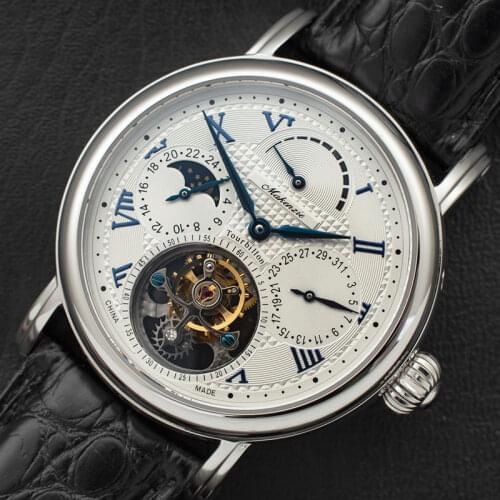 High-end Pilot Tourbillon Chronograph Watches Man Moon Phase ST8007 Movement Fashion Men Calendar Mechanical Watch Reloj Hombre