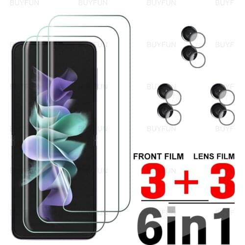 For Samsung Z Flip 3 5G Front Hydrogel Soft Film 6in1 for samsung sumsu galaxy z flip3 flip 3 5g camera lens screen protector