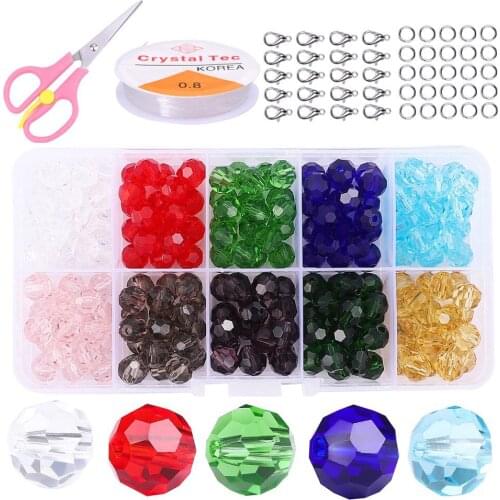 Jewelry Making Kit 4/6/8mm Glass Rondelle Beads Czech Crystal Bead Beading Cord Clasps Box Set For DIY Earring Bracelet Necklace
