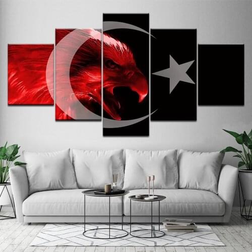 Prints Poster Picture Wall Modular Framework 5 Panel Red Eagle Canvas Art Home Decoration Living Room Modern Paintings Artwork