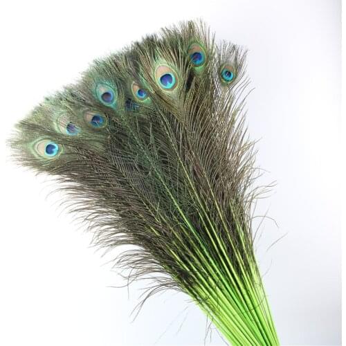 Wholesale 70CM-80CM/28-32inch natural green peacock feathers for Wedding accessories DIY decoration feathers for Crafts plumas