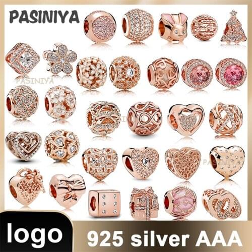 781269C01 925 Sterling Silver Charm 788679C00 Rose Beaded Openwork Chinese Factory Original Wholesale Charms for Jewelry Making