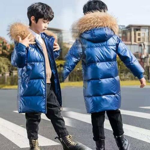 New Arrival Kids Casual Coats Winter Down Jacket Parka For 6 8 10 12 14 Year Hooded Fur Collar Children Baby Boys Outerwear