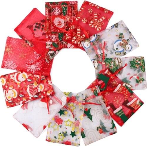 Christmas Jewelry Bags MIXED Organza Jewelry Wedding Party Xmas Gift Bags Packing Bags With Drawstring LX2693