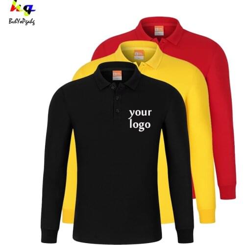 Design/DIY logo long sleeve polo shirt printing team logo polo shirt mens and womens casual tops