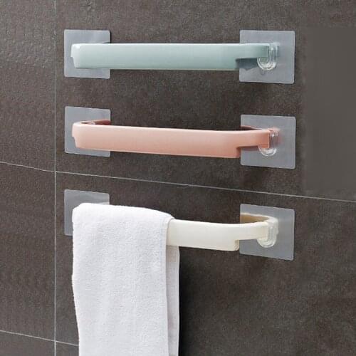 Self-adhesive Towel Holder Rack Wall Mounted Towel Hanger free punching Towel Bar Tissue Paper Holder Bathroom Accessories