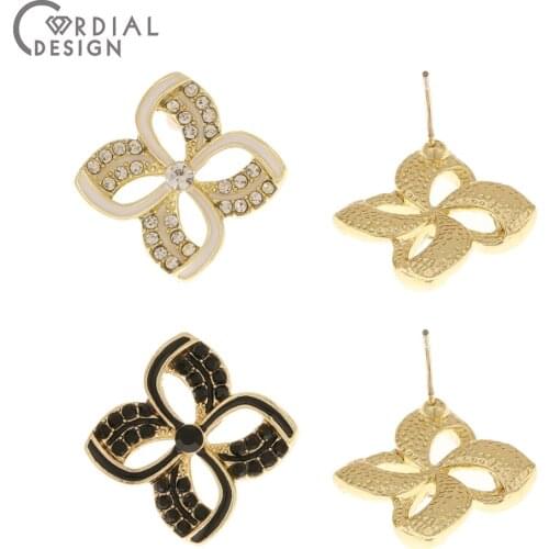 Cordial Design 50Pcs 22*22MM Jewelry Accessories/Earring Findings/Paint Effect/Flower Shape/Hand Made/Rhinestone Earrings Stud