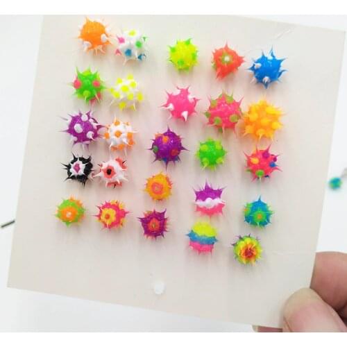32 Patterns Japanese Korean Style Colorful Silicone Ball Earrings For Girls Teens Childlike Piercing Earrings Stud Children Gift