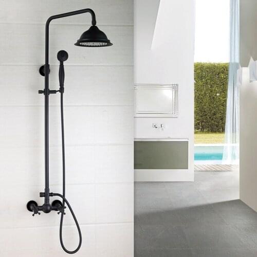 Bathroom ORB Luxury Shower faucet set European style Retro Black Bronze lift shower set black antique drawing copper shower