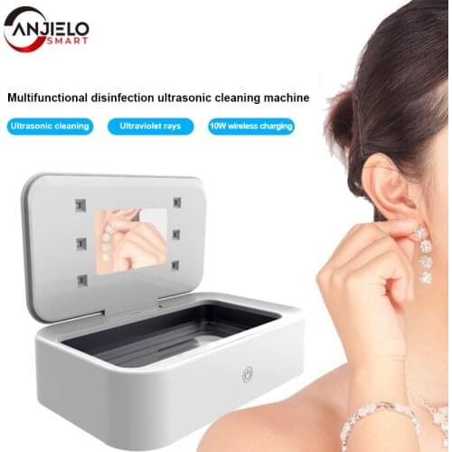 Ultrasonic Cleaner Ultrasound Sonic Vibrator Cleaning Machine Jewelry Cleaner Support Wireless Charging for IPhone 11 12 Pro Max