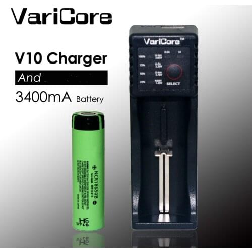 VariCore New original 18650 lithium-ion battery 3400 mAh NCR18650B 3.7 V Rechargeable batteries+ V10 18650 charger